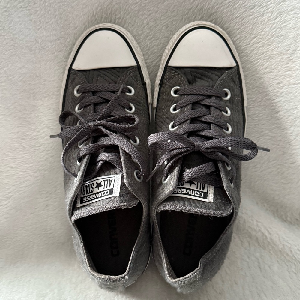 Converse All Stars Textured Charcoal Sneakers Women’s Size 7 Lace Up Whimsigoth - Picture 8 of 13